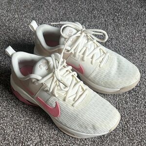 Nike Women's Cream and Pink Athletic Sneakers